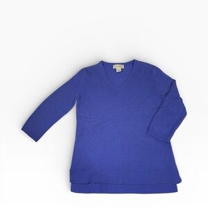 Peck & Peck Blue V-Neck Sweater 100% Cashmere